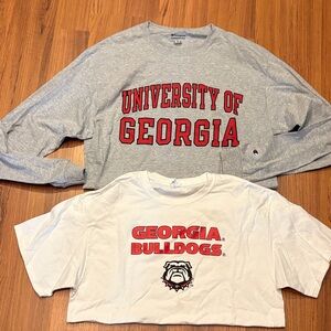 Champion Long Sleeve Gray and White Georgia Bulldogs Tees larg